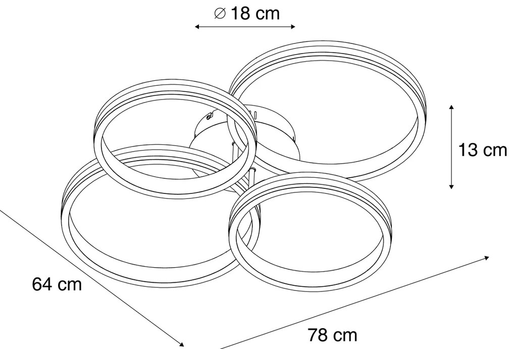 Plafondlamp wit incl. LED 3-staps dimbaar 4-lichts - Navara Design rond Binnenverlichting Lamp