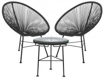 Tuinset Met 2 Fauteuils En Tuinbijzettafel In Polyethyleen En Staal Nieuw Acapulco Zwart - Sklum