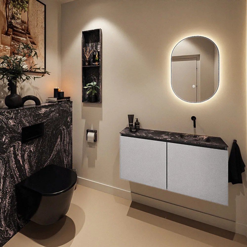 Mondiaz Ture DLux toiletmeubel 100cm plata met wastafel lava rechts zonder kraangat