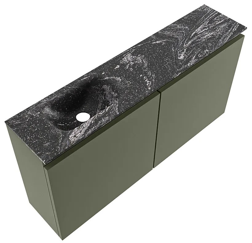 Mondiaz Ture DLux toiletmeubel 100cm army met wastafel lava links zonder kraangat