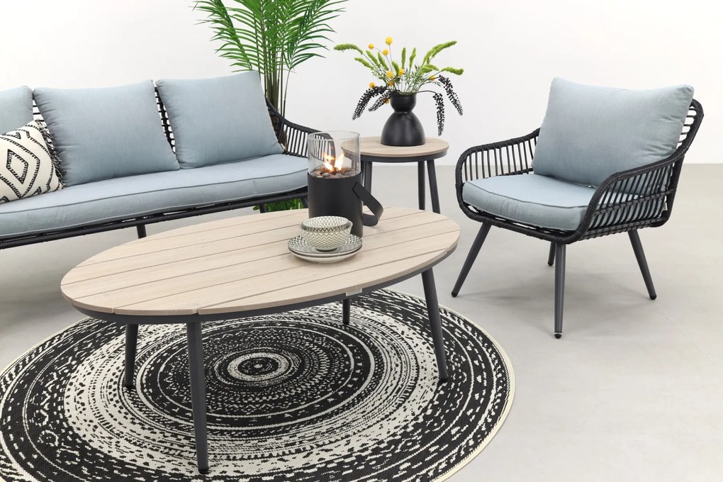Garden Impressions Margriet stoel-bank loungeset - Carbon black/Mint grey - 5 delig