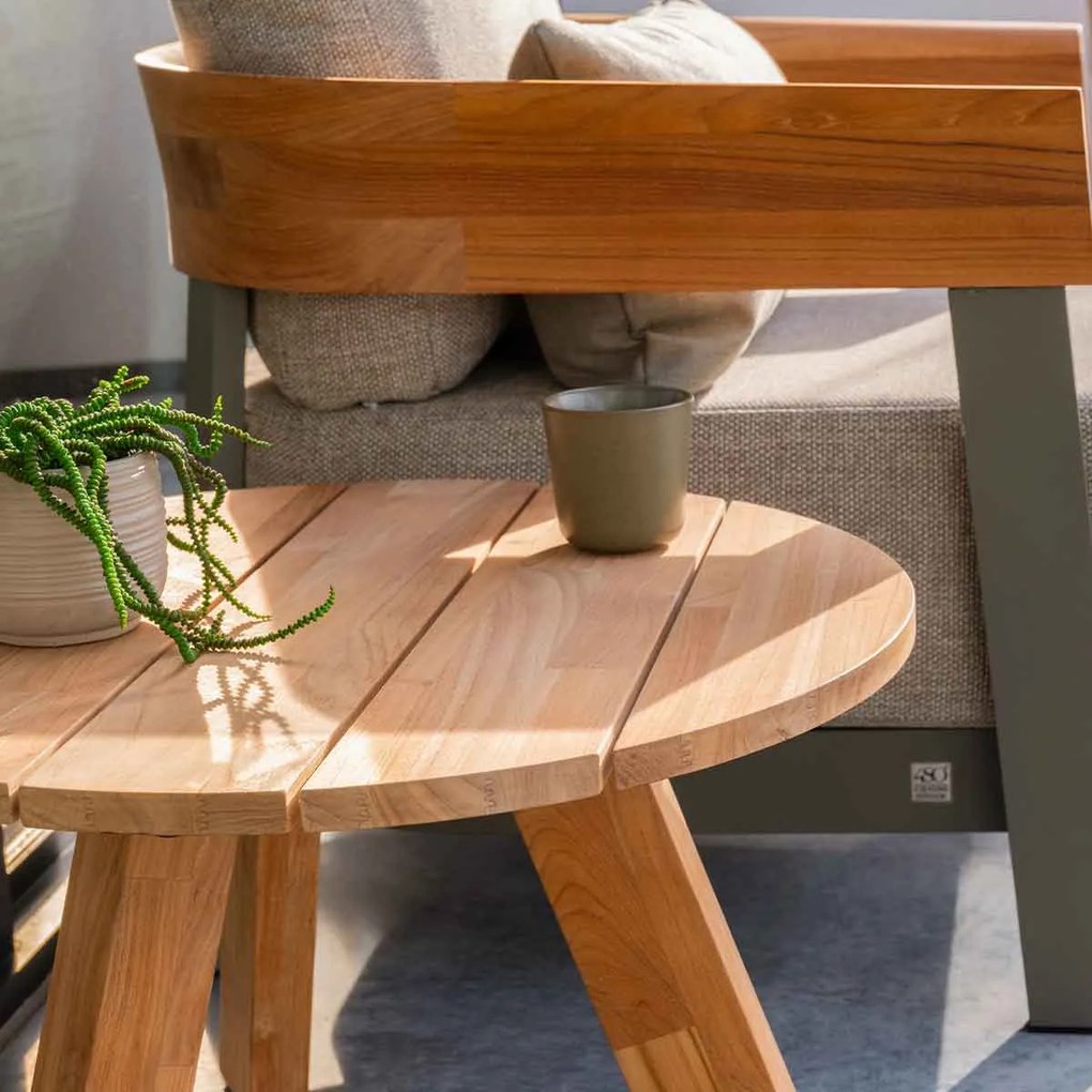 4 Seasons Outdoor Cosmic loungetafel Ø78 cm antractiet - teak