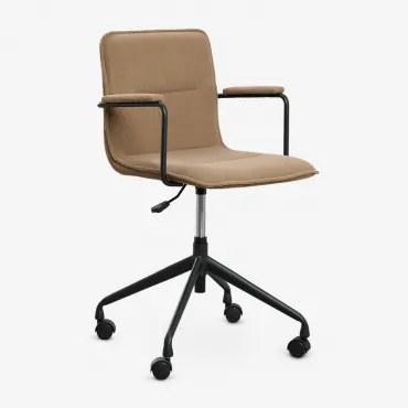 Seifert Bureaustoel Met Wielen En Armleuningen Zwart & Zandbruin Corduroy & Corduroy - Sklum