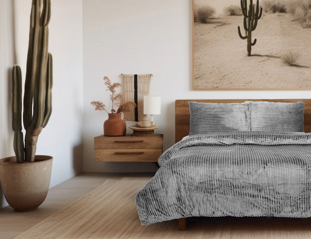 Dekbedovertrek Rib Flanel– 100% zacht materiaal – 200×220 – grijs