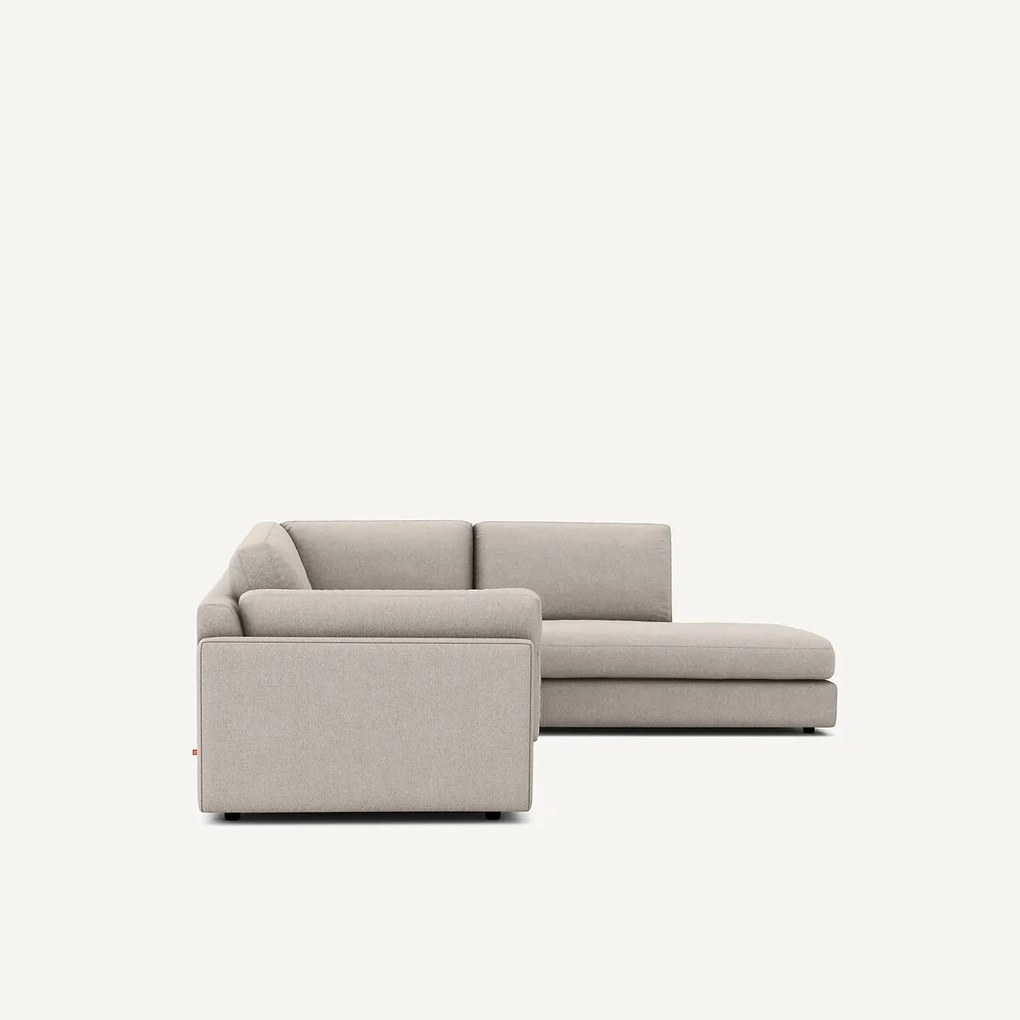 Hoekbank met longchair van viscose en linnen, César