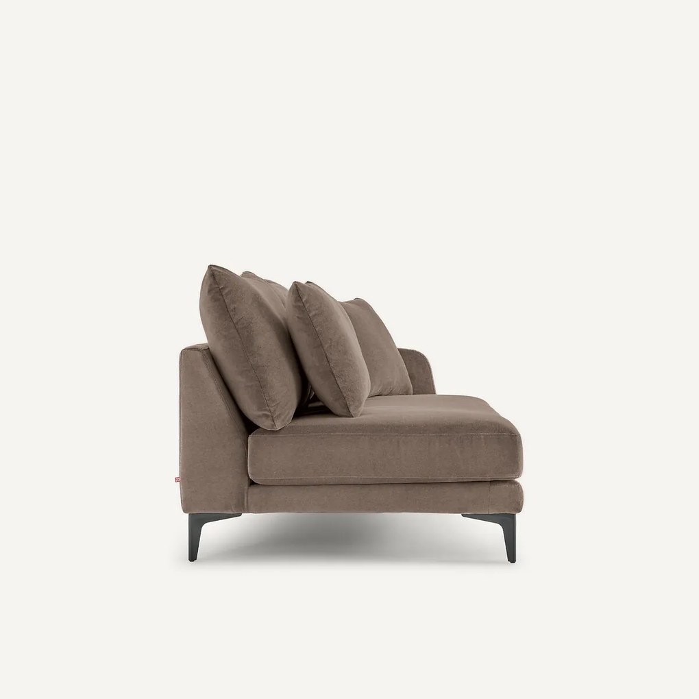 Halve bank in stone-kleurig fluweel, 2-zit, MODERNISTE
