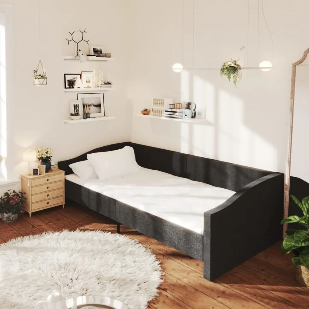vidaXL Slaapbank met matras en USB stof zwart 90x200 cm