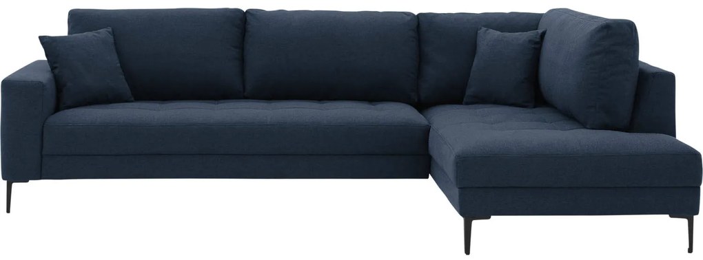 Goossens Bank Coco blauw, stof, 2,5-zits, stijlvol landelijk met ligelement rechts