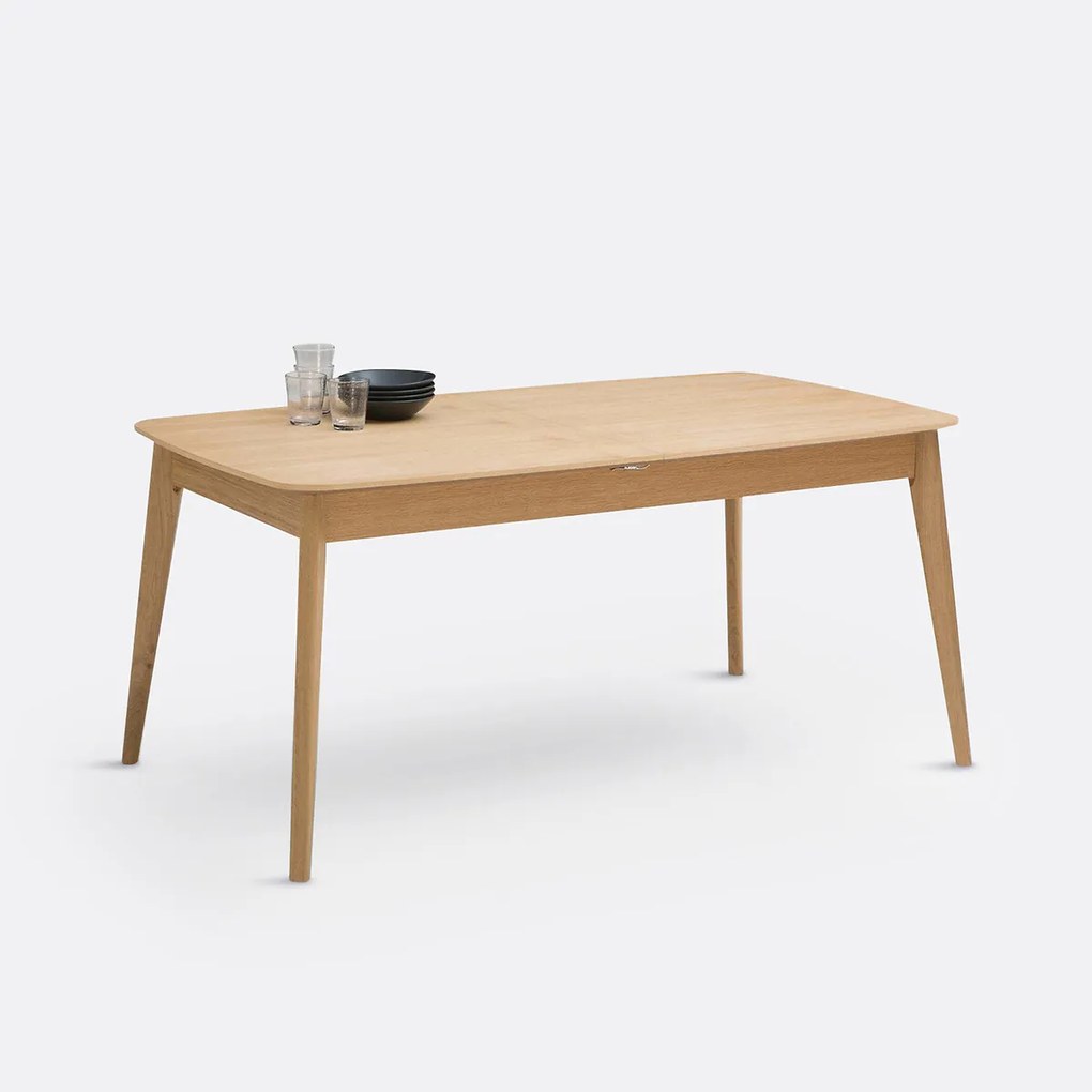 Uitschuifbare eettafel, eik en fineer, 4 tot 10 personen, BIFACE