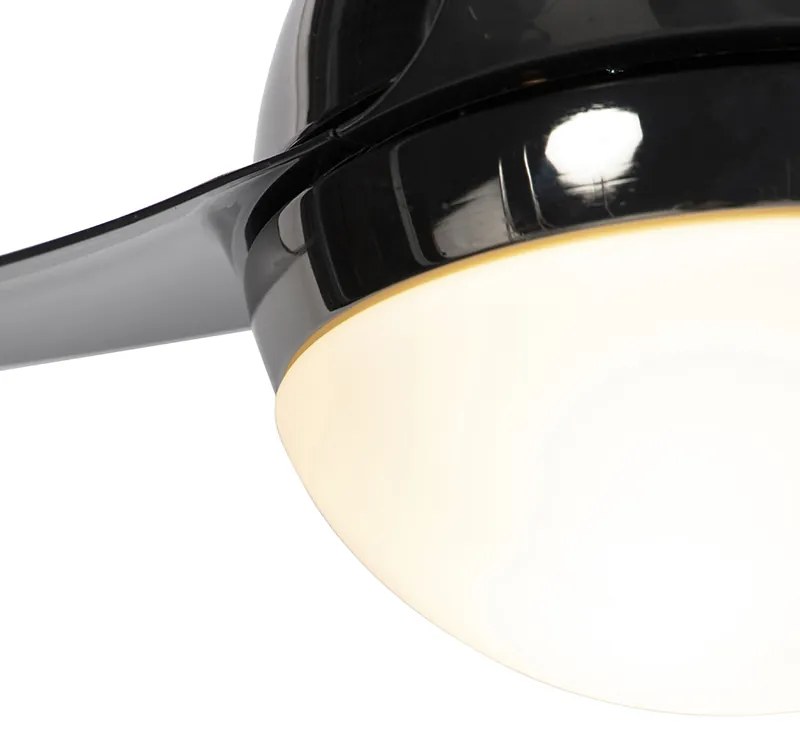 Plafondventilator met lamp zwart-chrome met afstandsbediening - Bora Modern E27 rond Binnenverlichting Lamp