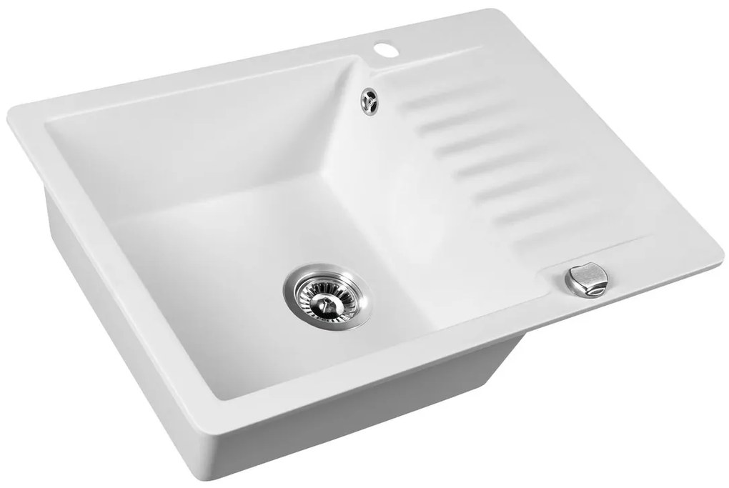 Sapho spoelbak 71x50cm met kraangat wit graniet