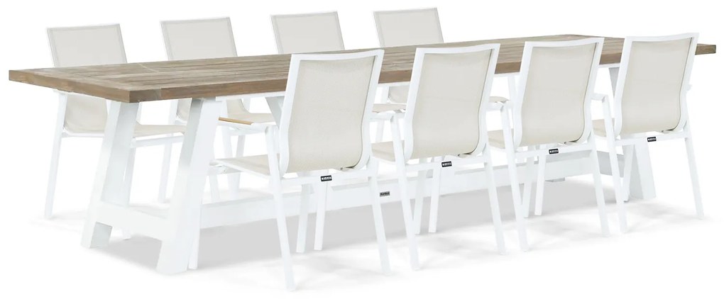 Tuinset 8 personen 330 cm Aluminium/textileen Wit Lifestyle Garden Furniture Fiora/Florence