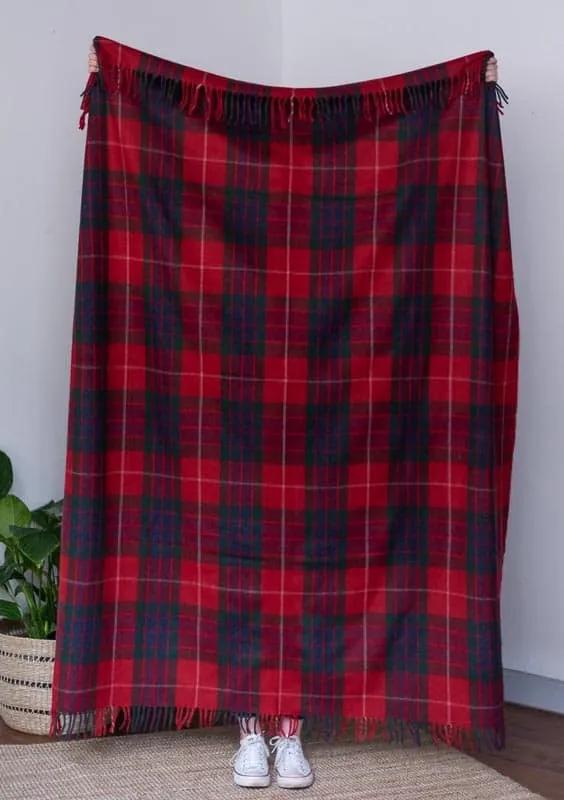Plaid recycled wol: rood ruiten, Fraser Red