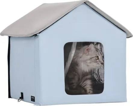 VEVOR Verwarmd kattenhuis, kattenverblijf voor buiten met instelbare temperatuur en timer, opvouwbaar kattenhuis van 600D Oxford-stof met verwarmd kussen voor de winter om het warm en gezellig te houden, blauw (klein)
