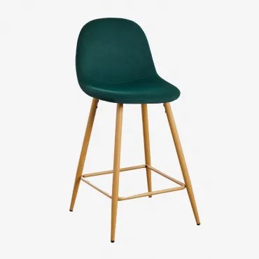 Glamm Fluwelen Hoge Kruk Natuurlijk Hout & Jungle Groen & ↑65 Cm - Sklum