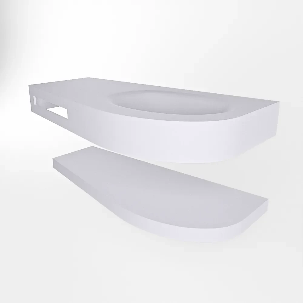 Mondiaz Riva 100cm wastafel met planchet Cale en wastafel rechts 0 kraangaten Cale
