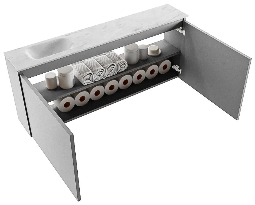 Mondiaz Ture DLux toiletmeubel 120cm plata met wastafel opalo links met kraangat