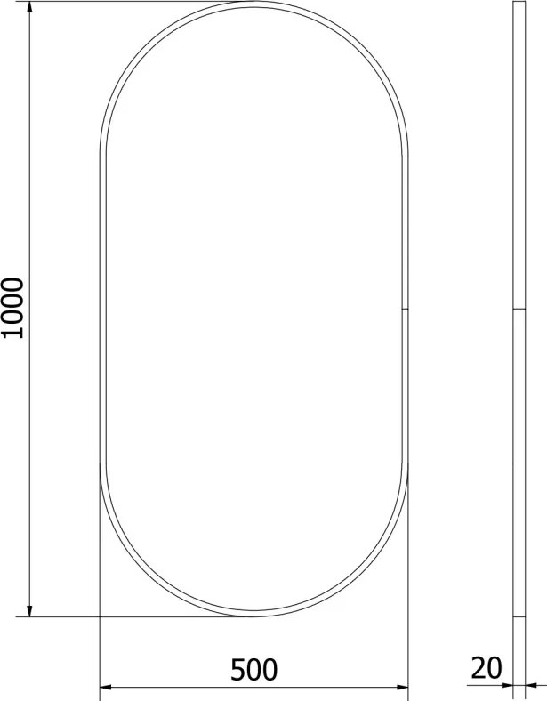 Mexen Loft ovale badkamerspiegel 100 x 50 cm, gouden lijst - 9851-100-050-000-50