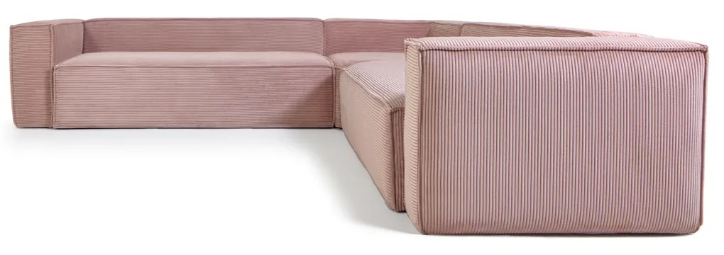 Kave Home Blok Ribstof Hoekbank Roze 320 X 320 Cm