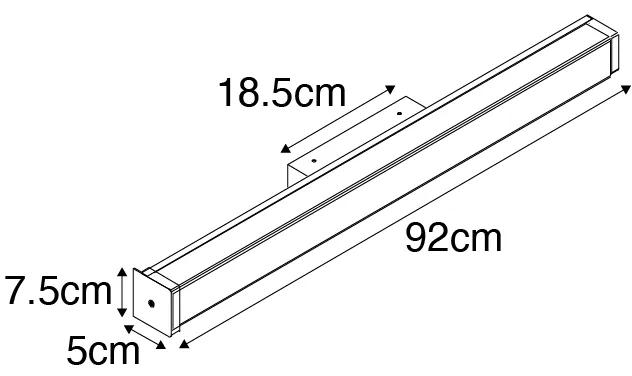 Badkamer wandlamp messing 92 cm incl. LED IP44 - Cascada Modern IP44 Lamp