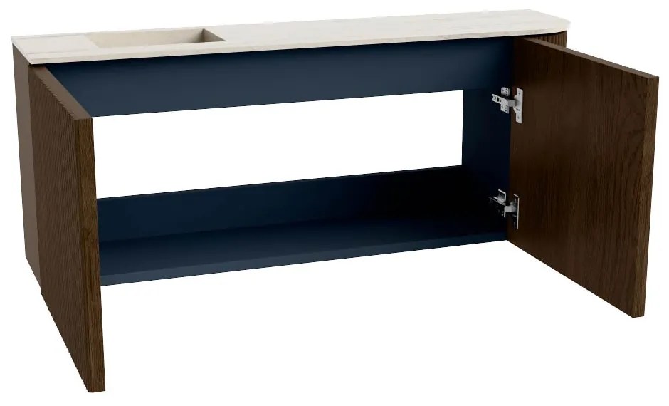 Mondiaz Joya DLux 100cm toiletmeubel ronding rechts walnut met wastafel faye links zonder kraangat meli