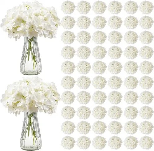 VEVOR Kunstbloemen, 205 stuks kunstzijden hortensia's, kunstbloemen met stelen voor zelfgemaakte bruidsboeketten, tafeldecoraties voor thuis, feesttafeldecoraties, ivoorwit