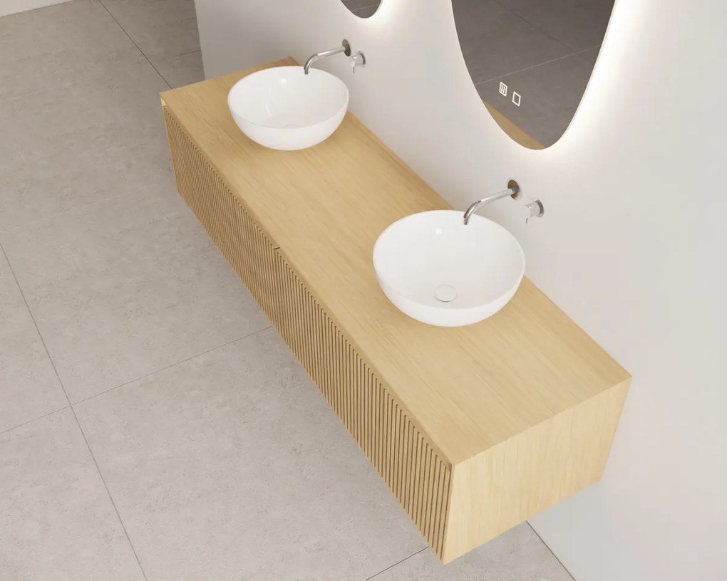 Gliss Design Timotheus badmeubel met 2 lades en ribbelfront 160cm pure