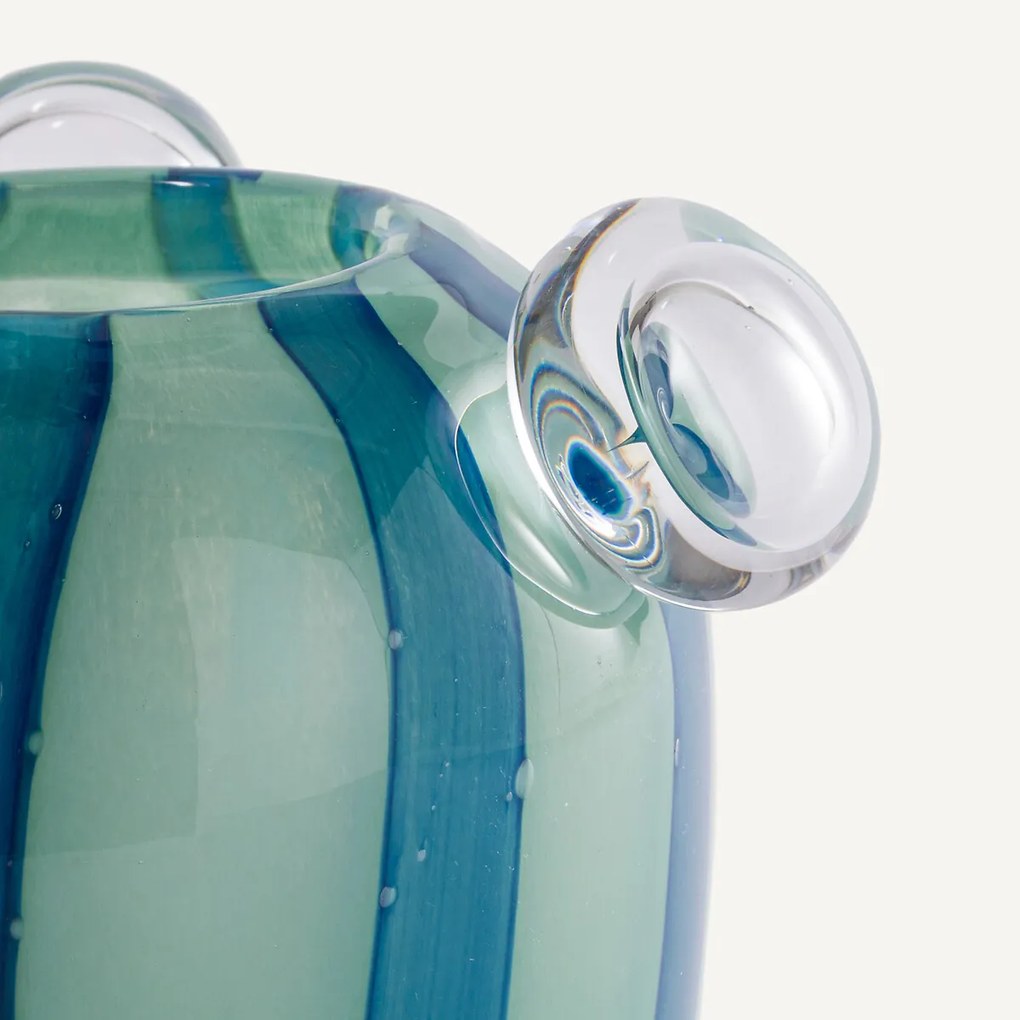 Vaas in handgeblazen glas met 3 bellen, H20,5 cm, Celis