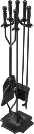 VEVOR Haardgereedschapset, 5-delig. Kachelgereedschapset, vijfpuntige standaard, tang, asschep, borstel, pook, smeedijzeren haardaccessoires voor kampvuren binnen en buiten, zwart