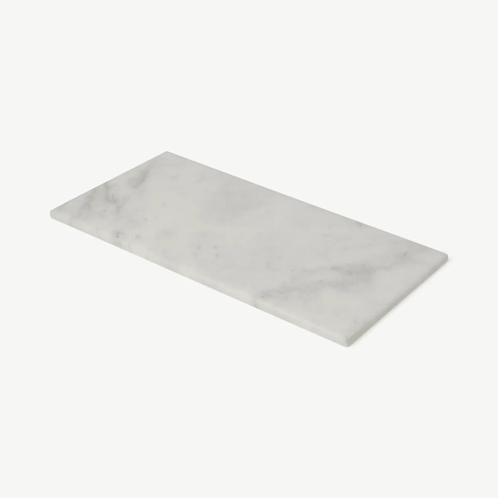 Stoned rechthoekige plank, 40 x 20 cm, wit marmer