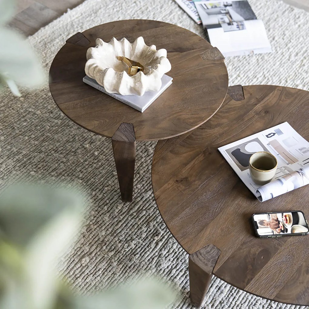 Eleonora Davina Ronde Salontafel Mangohout 80 Cm - 80 X 80cm.