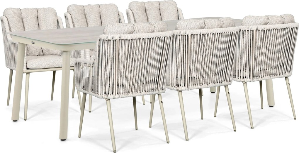 Tuinset 6 personen 220 cm Rope Zand/Beige Lifestyle Garden Furniture Tivoli/Tavano