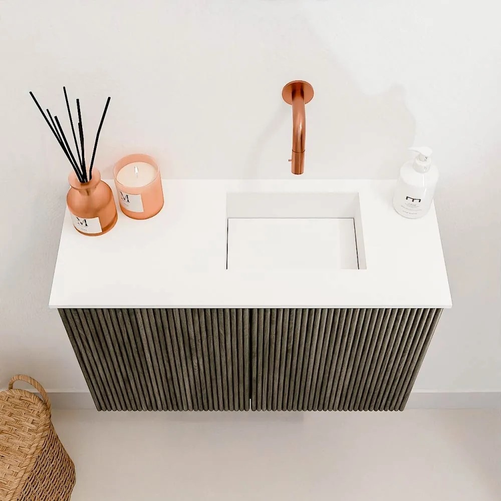 Mondiaz Joya 60cm toiletmeubel shadow met wastafel faye rechts zonder kraangat talc