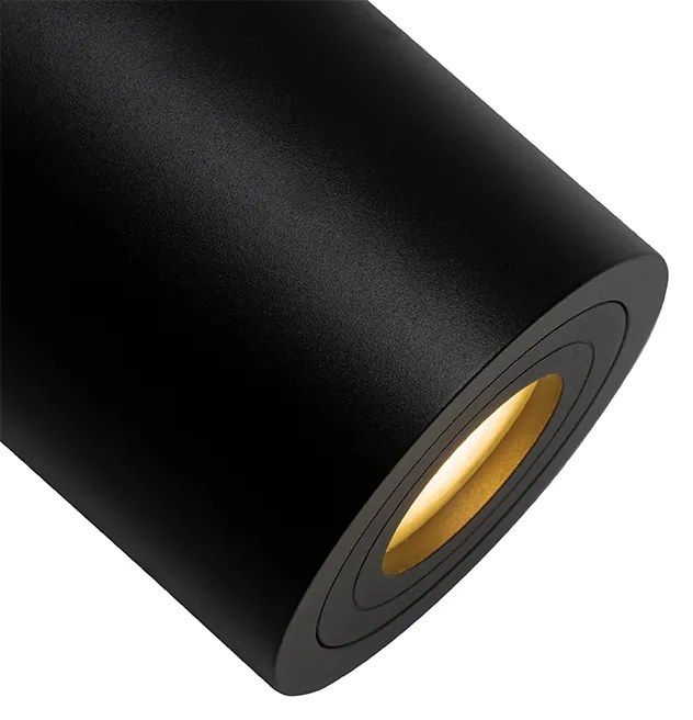 Moderne ronde plafondspot zwart IP44 - Capa