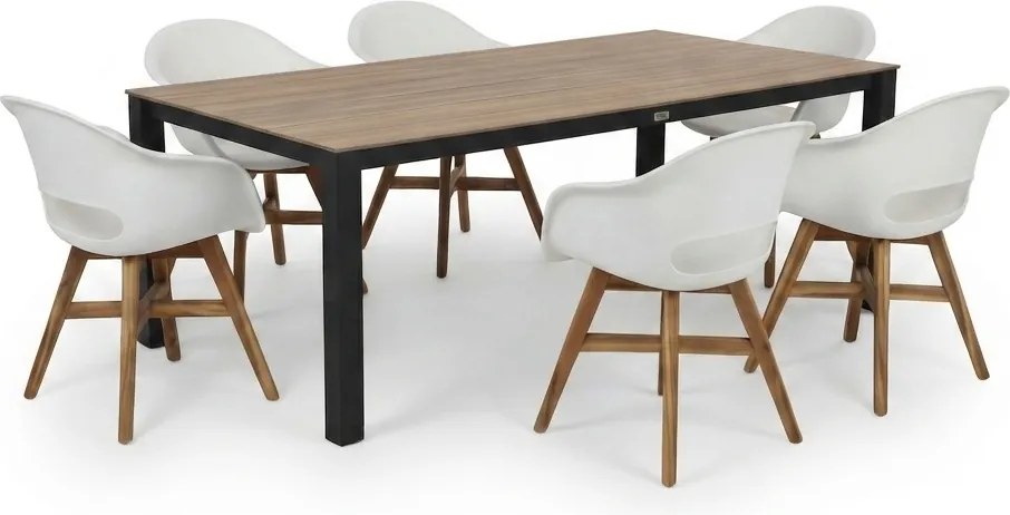 Sydney Karlstad dining tuinset 240x92xH75 cm 7 delig antraciet wit polywood