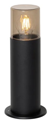 Staande buitenlamp zwart met smoke kap 30 cm IP44 - Odense
