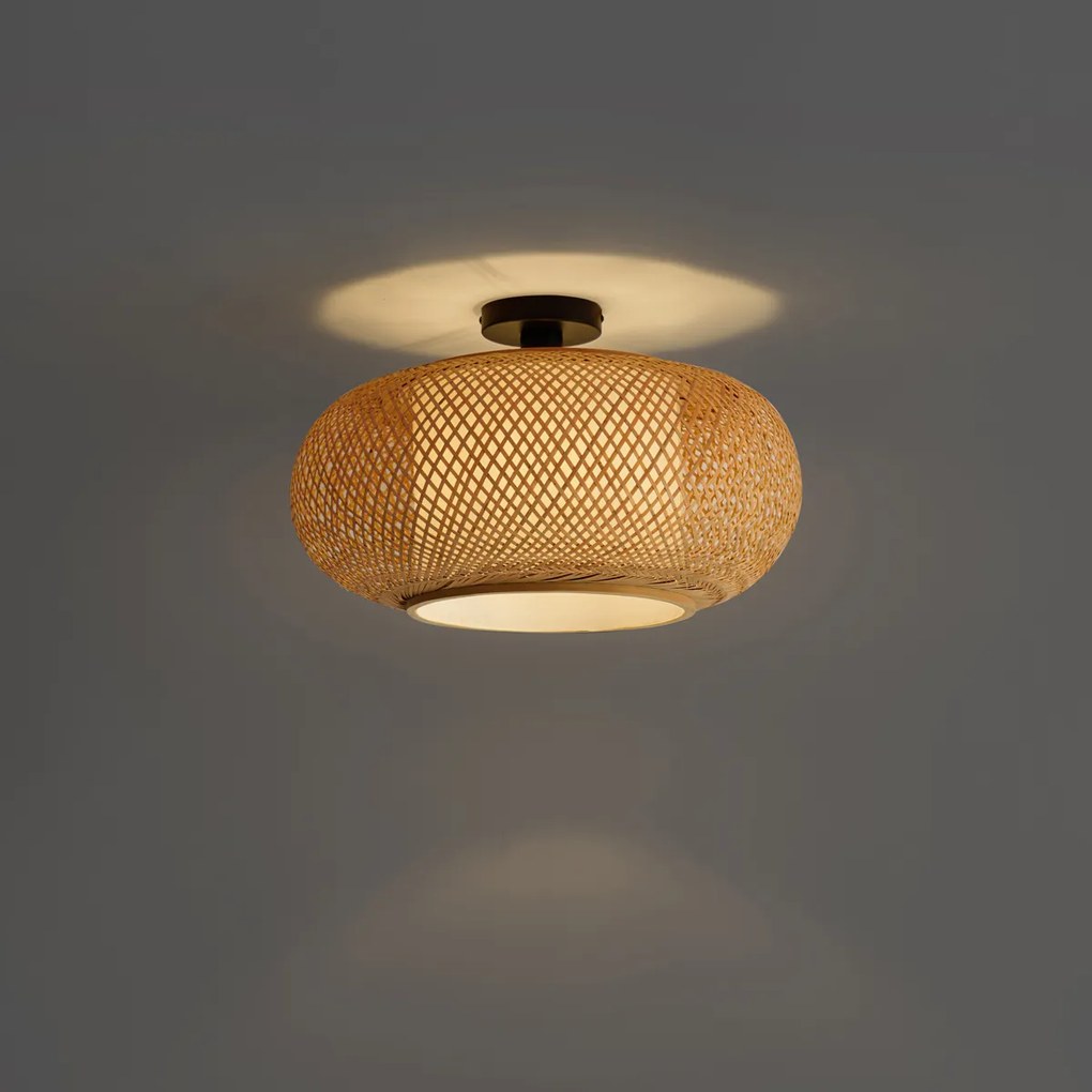 Japandi plafondlamp bamboe met witte binnenkant - Liva