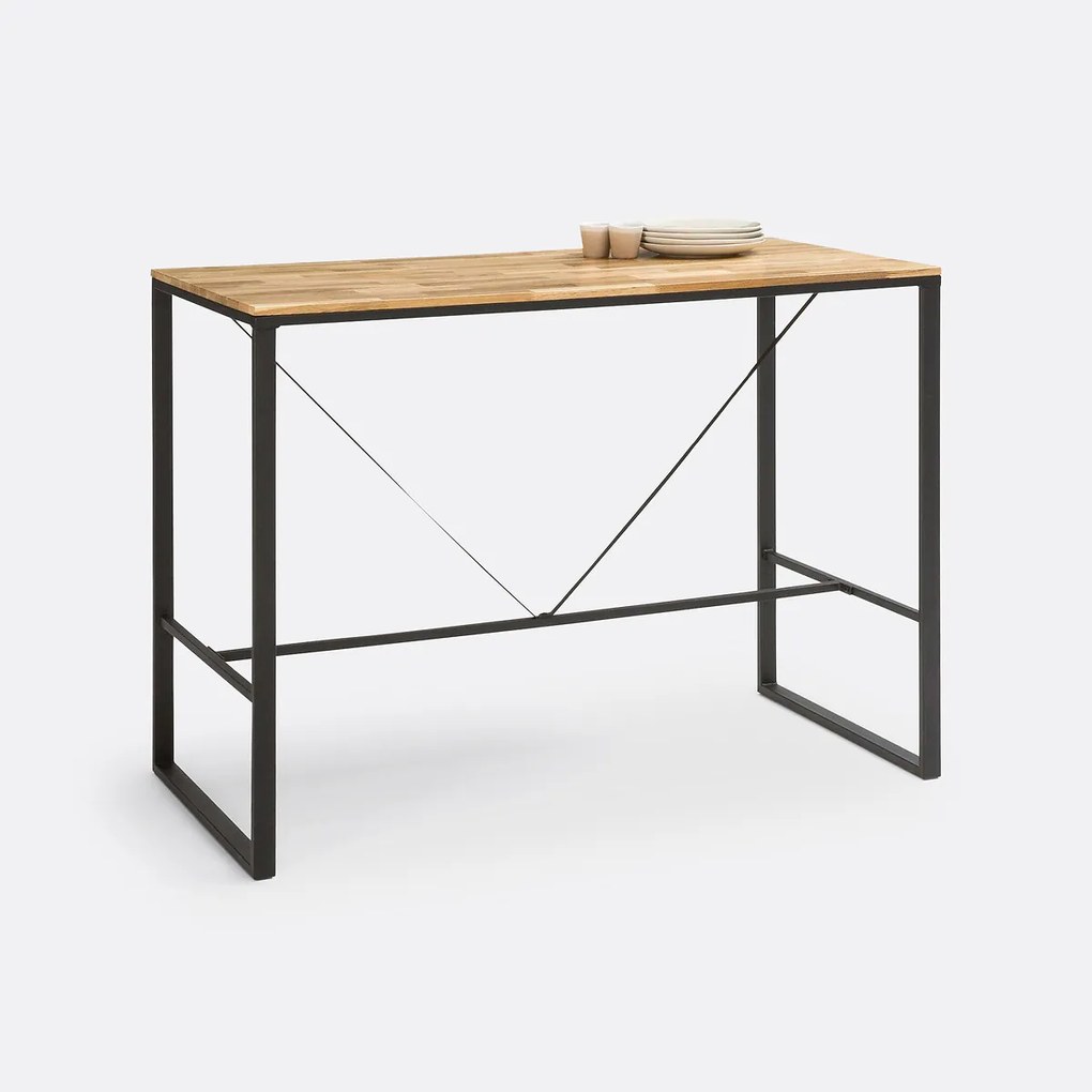 Hoge bartafel, eik en staal, 4 tot 6 personen, HIBA