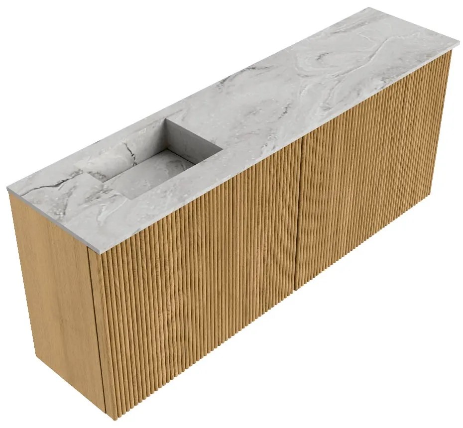 Mondiaz Joya DLux 100cm toiletmeubel oak met wastafel faye links zonder kraangat glace