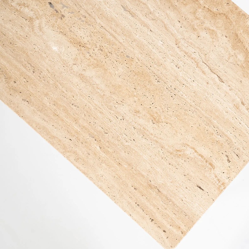 Dressoir Donker Hout Met Travertin Blad - 200x41x75cm.