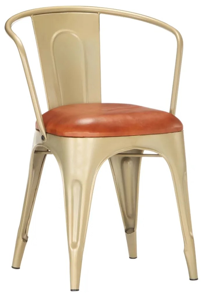 vidaXL Eetkamerstoelen 4 st echt leer bruin