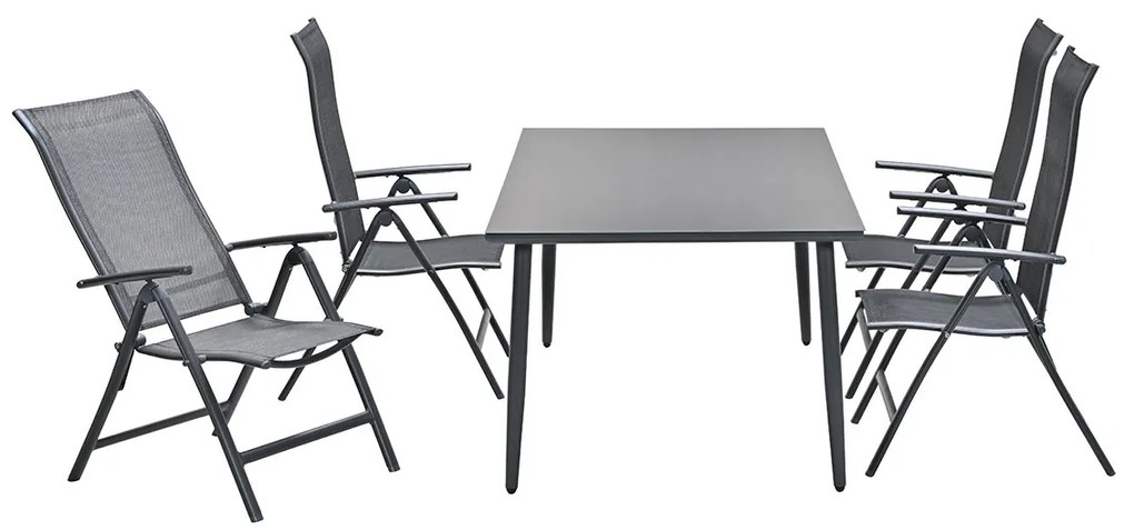 Garden Impressions Santos tuinset 5-delig donker grijs - Senna tuintafel 180x100 cm