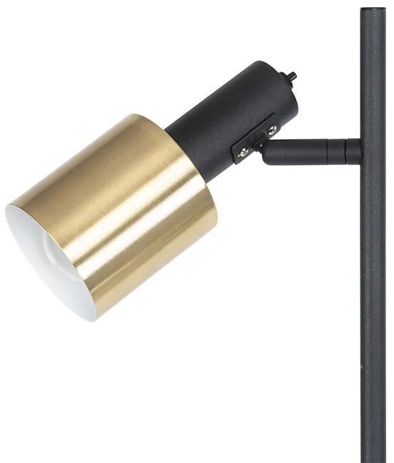 Design vloerlamp zwart met goud 2-lichts - Stijn