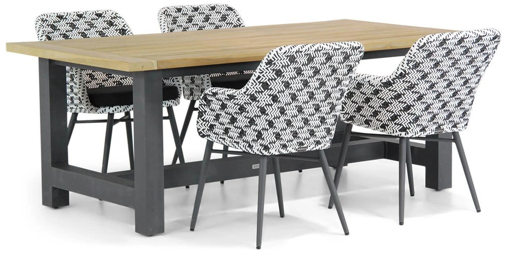 Tuinset 4 personen 200 cm Wicker Zwart Lifestyle Garden Furniture Crossway/San