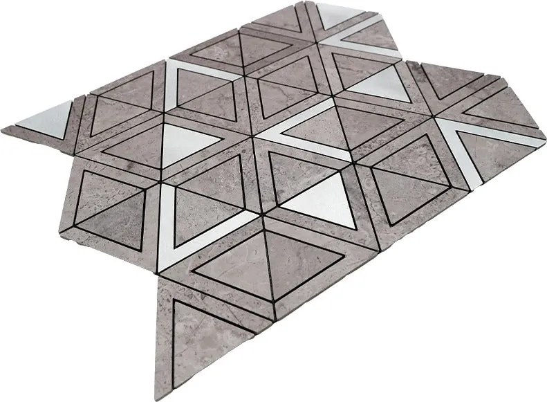 Zelfklevende Mozaïektegels Metaal | Driehoek Grijs Zilver | 28,7×33,1 cm | Keuken, Bad & WC