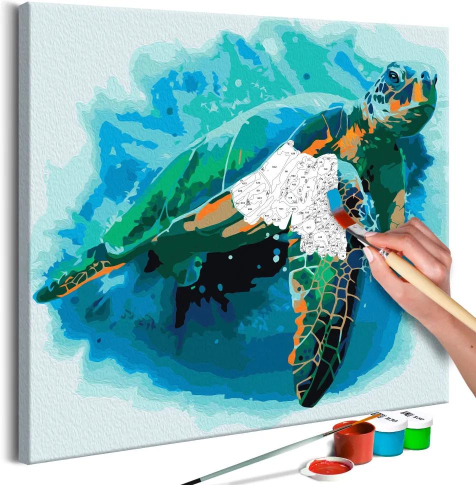 Doe-het-zelf op canvas schilderen - Schildpad 40x40