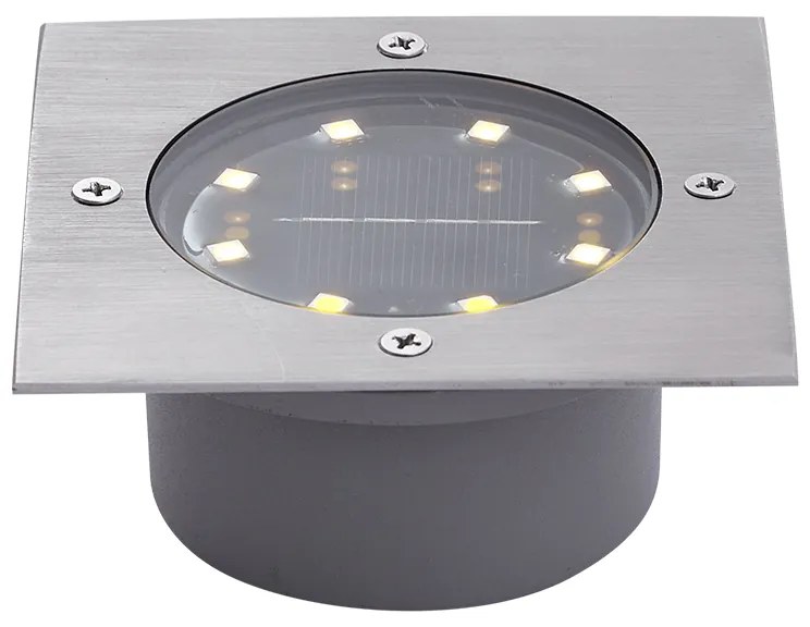 Buitenlamp Set van 6 grondspots aluminium vierkant incl. LED IP65 solar - Terry Modern IP65 Buitenverlichting