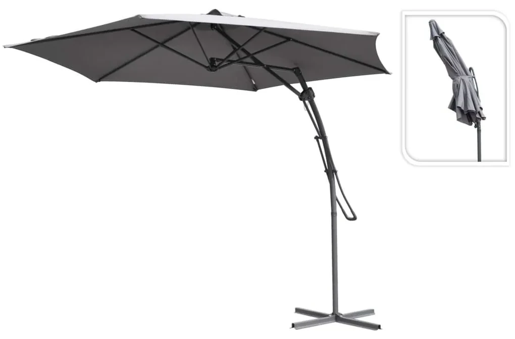 ProGarden Zweefparasol 300 cm grijs