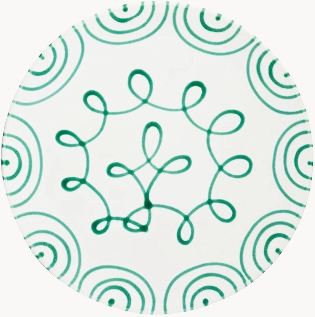 Handgemaakt dinerbord Cup Green Flamed
