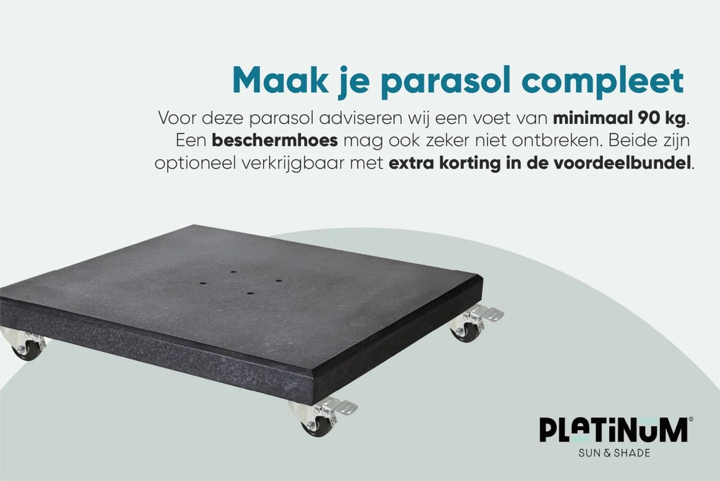 Platinum Challenger rechthoek zweefparasol T2 Premium - 2,6 x 3,5 m. - Havana Taupe